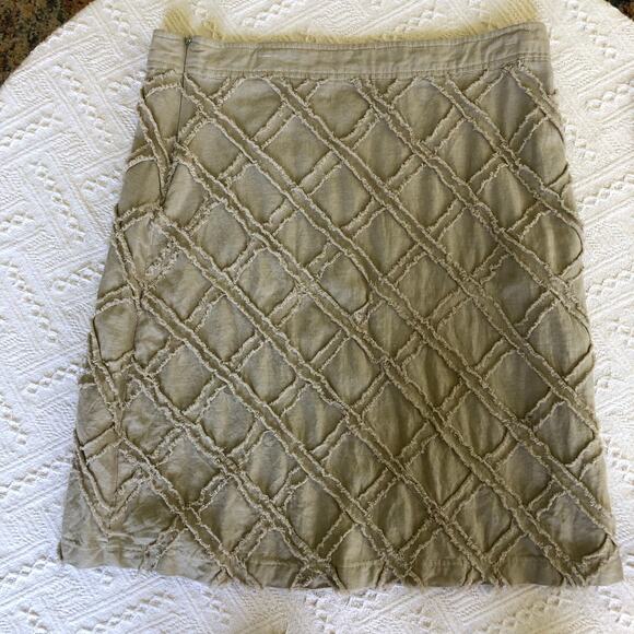 For Cynthia Linen Blend Textured A-Line Skirt Large Neutral Midi Boho Minimalist - Picture 4 of 9